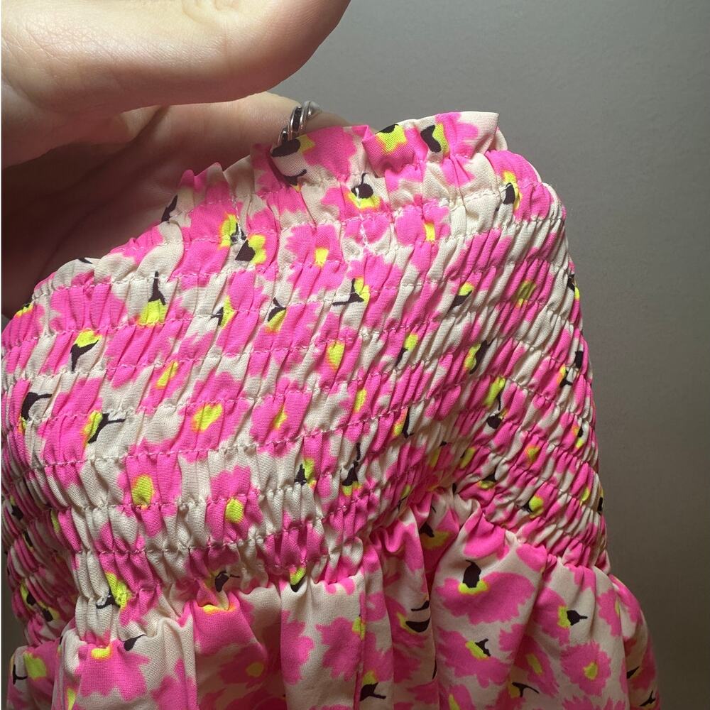 NEW TCEC Smocked High Waisted Floral Shorts Pink Cottagecore Coquette Small - Picture 6 of 7